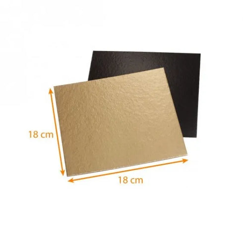 Cake Board Black / Gold 18x18cm Square 50 PCS